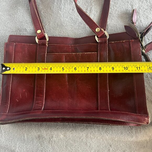Merlot Leather Satchel Hand Bag - Picture 13 of 16